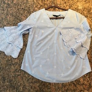 White House Blk Market embroidered bell sleeve top